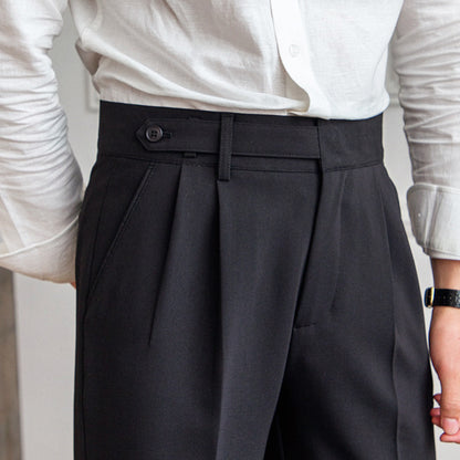 Pleated Straight Leg No-Wrinkle Trouser