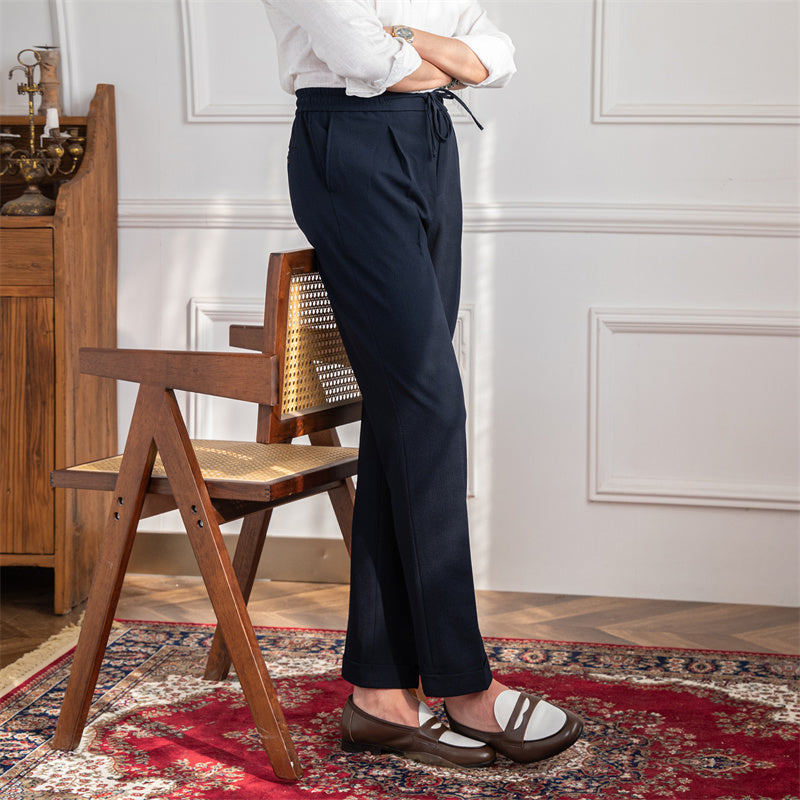 Single Pleated Non-Iron Drawstring Trouser