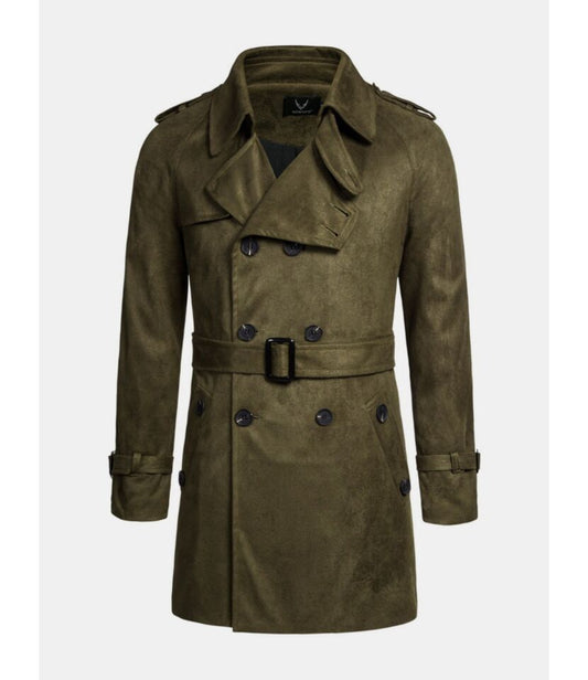Double Breasted Belted Longline Trench Coat