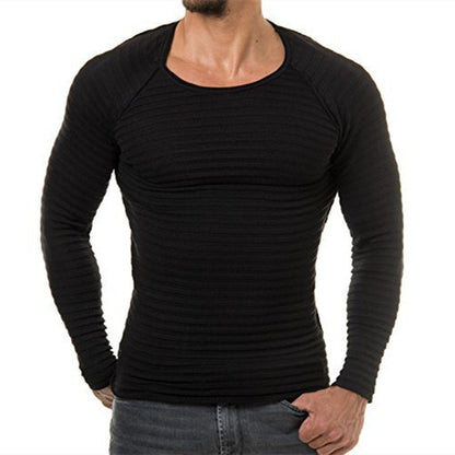 Knitted Boat Neck Deep Rib Slim LS Shirt