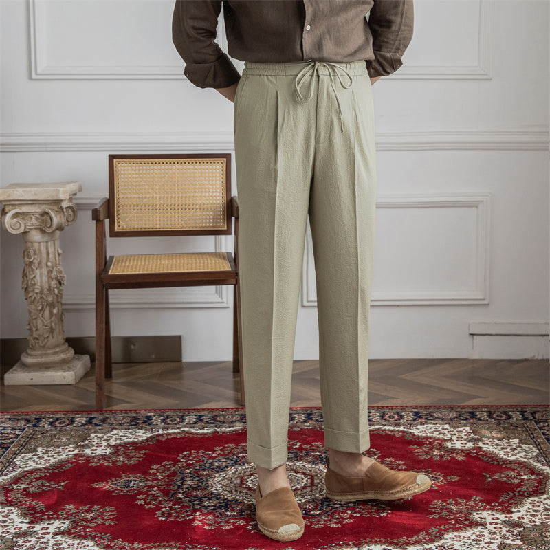 Single Pleated Non-Iron Drawstring Trouser