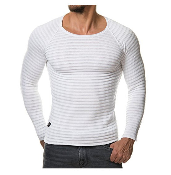 Knitted Boat Neck Deep Rib Slim LS Shirt