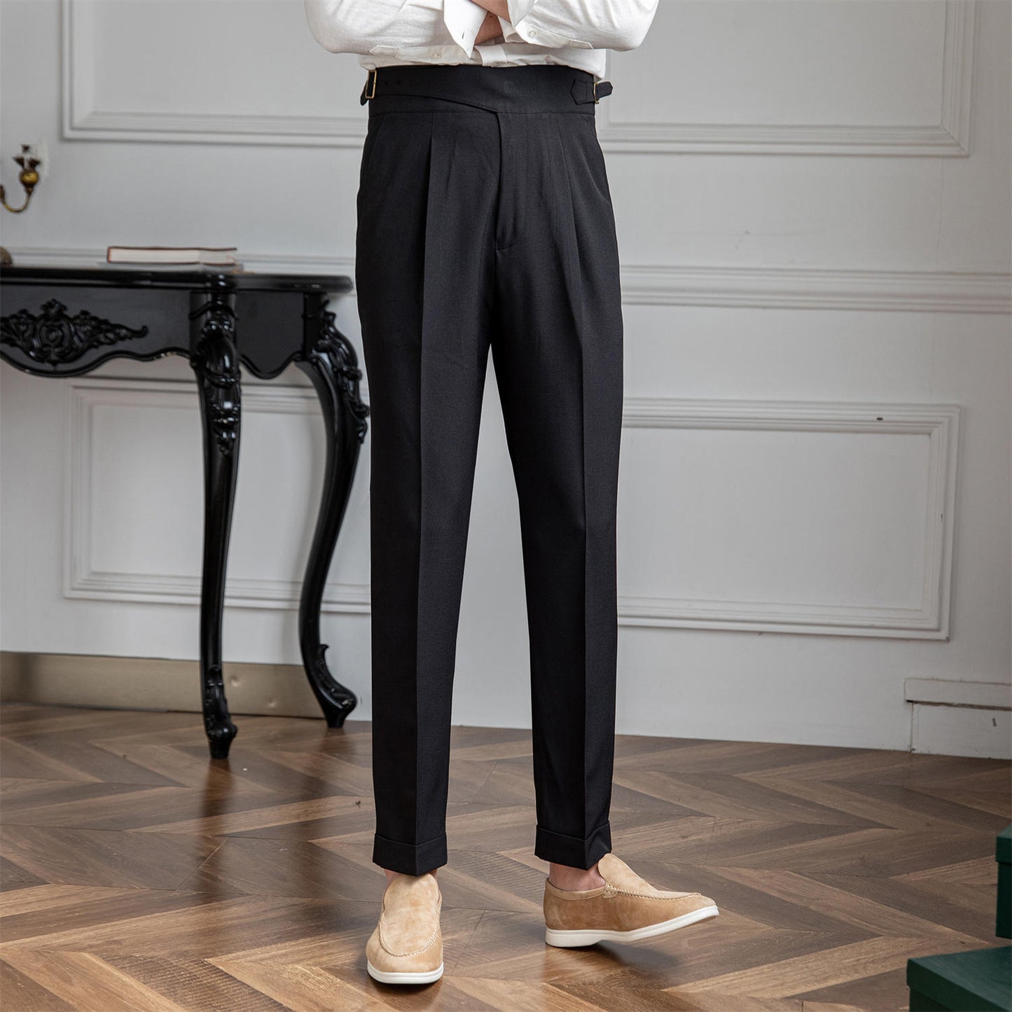 Gentry High-waisted Straight-leg Pleated Trouser