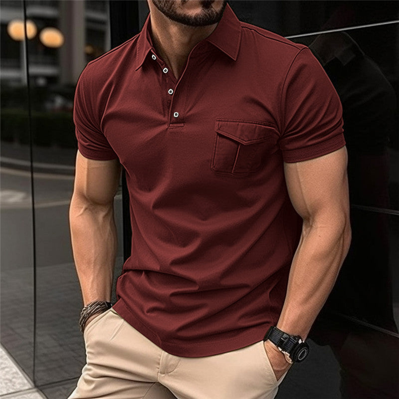 Slim-fit Pocket Short-sleeved Pique