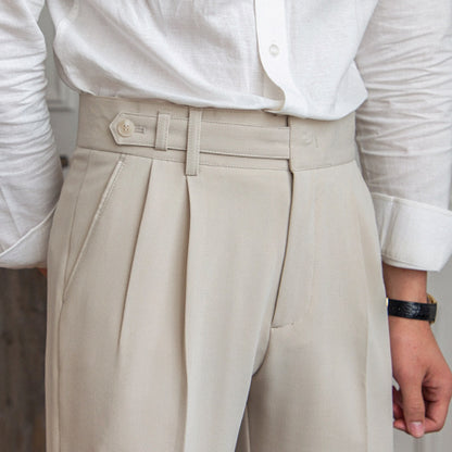 Pleated Straight Leg No-Wrinkle Trouser