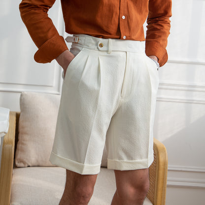 Gentry Seersucker Pleated Short