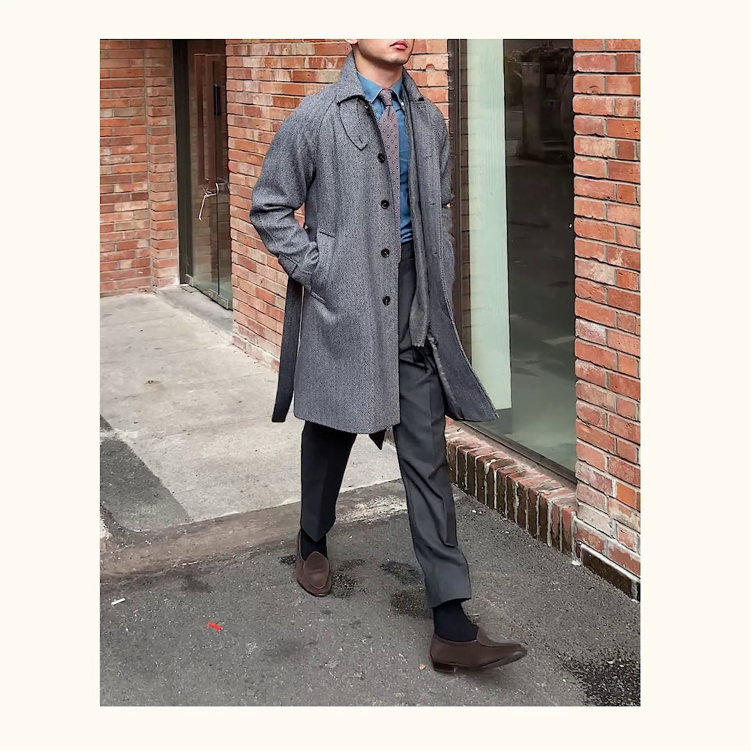 Canterbury Herringbone Slim Mid Length Coat