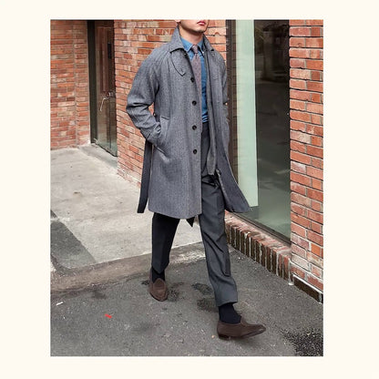 Canterbury Herringbone Slim Mid Length Coat