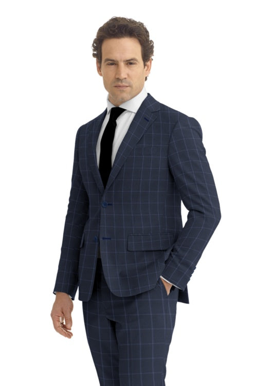 Two Piece Navy Windowpane Suit