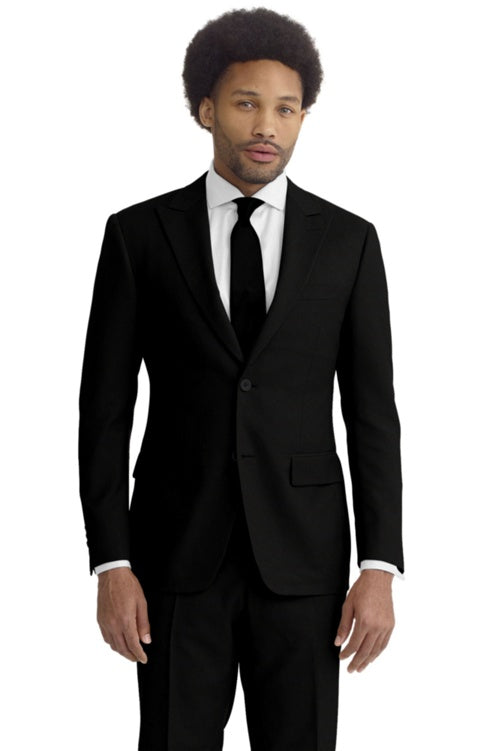 Two Piece Classic Black Solid Suit