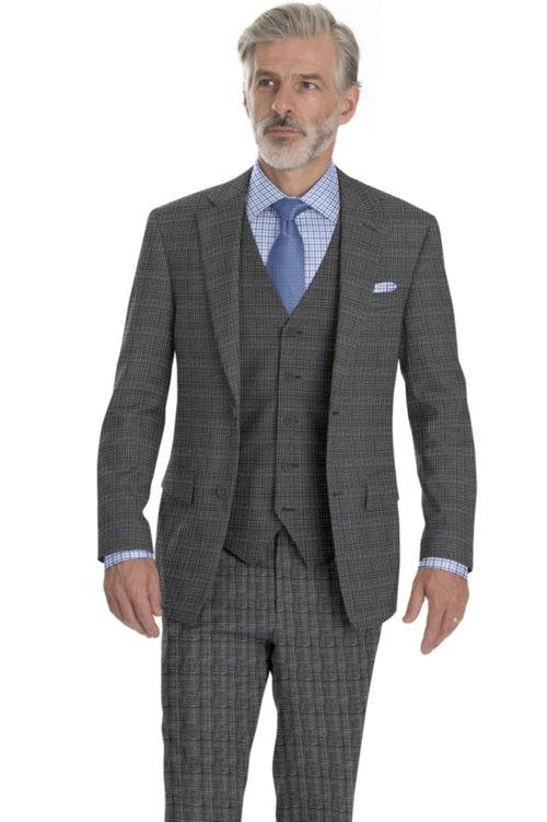 Two or Three-Piece Lt Grey Lt Blue Glen Plaid