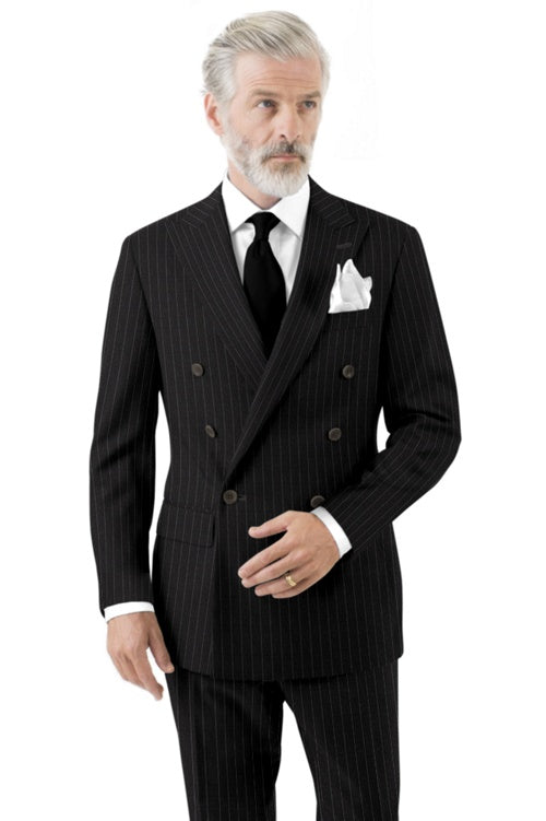 Two Piece Double Breast Charcoal Chalk Stripe Suit