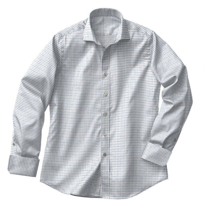 Navy Windowpane Check Dress Shirt