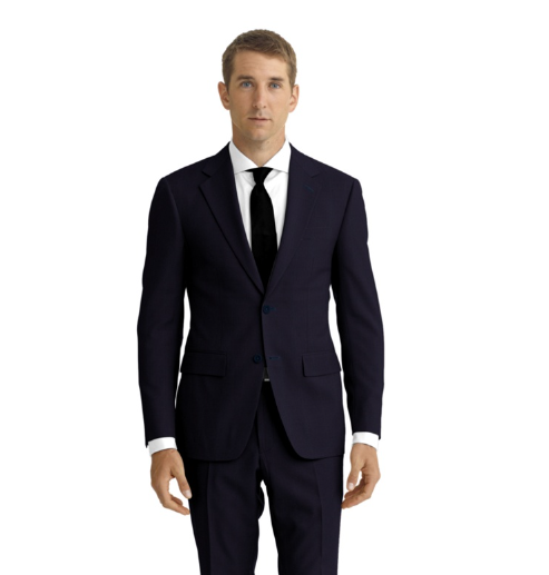Two Piece Navy Solid Suit