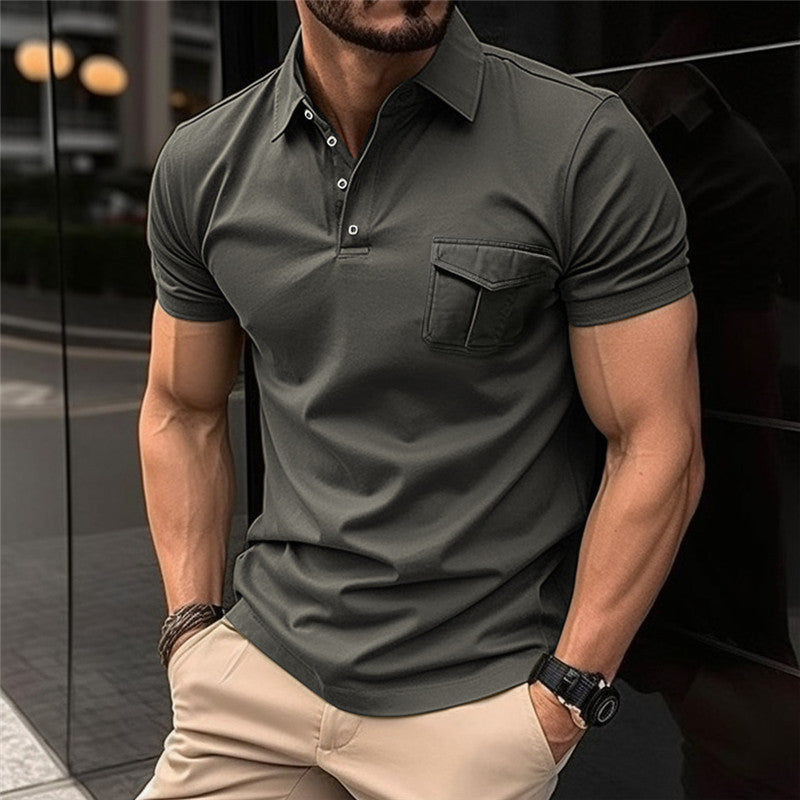 Slim-fit Pocket Short-sleeved Pique