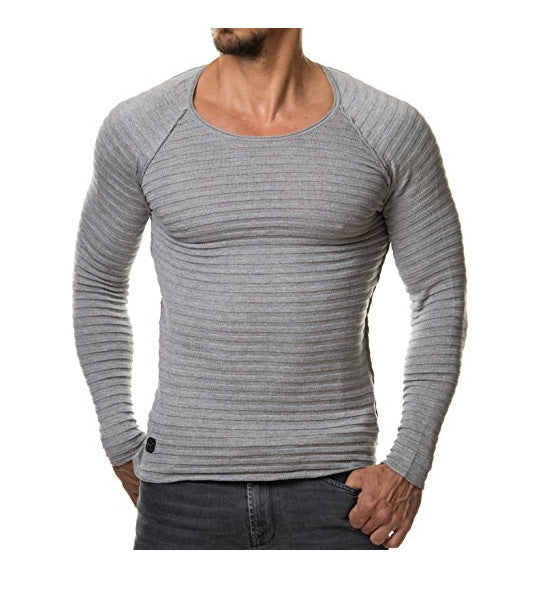 Knitted Boat Neck Deep Rib Slim LS Shirt