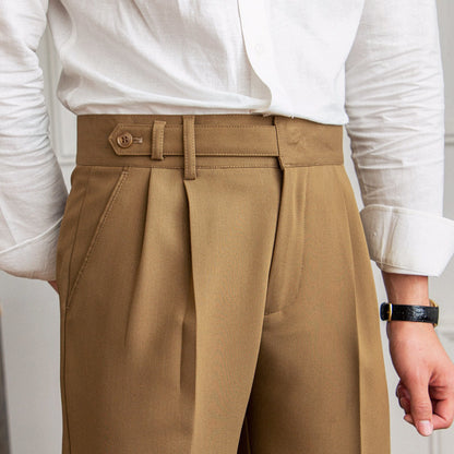 Pleated Straight Leg No-Wrinkle Trouser