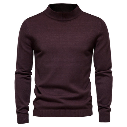 Classic Rib Trimmed Mock Neck Sweater