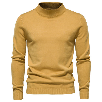 Classic Rib Trimmed Mock Neck Sweater