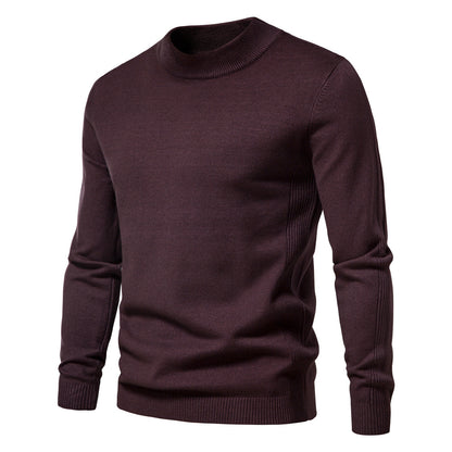 Classic Rib Trimmed Mock Neck Sweater