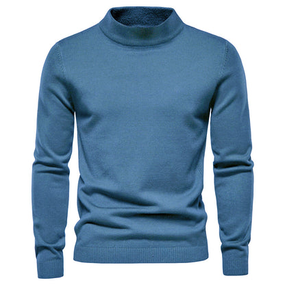 Classic Rib Trimmed Mock Neck Sweater