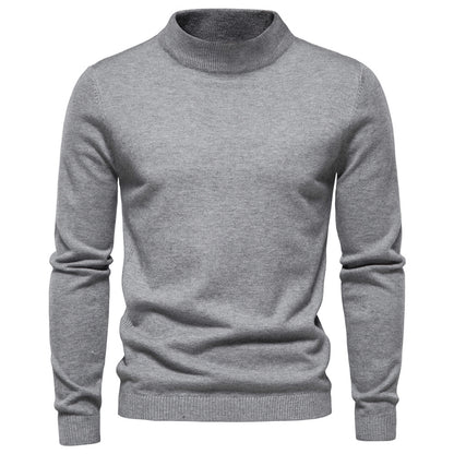 Classic Rib Trimmed Mock Neck Sweater