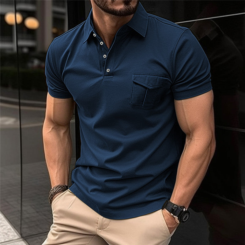 Slim-fit Pocket Short-sleeved Pique