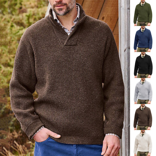 Standing V- Collar Pullover Sweater