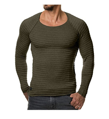 Knitted Boat Neck Deep Rib Slim LS Shirt