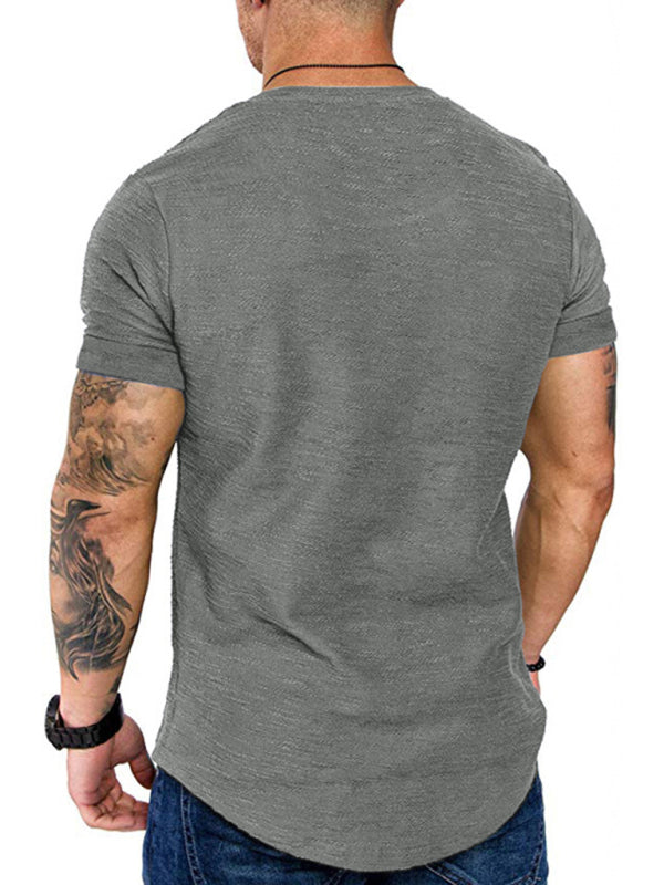 Short-sleeved T-shirt bamboo cotton solid color round neck T-shirt men's bottoming shirt