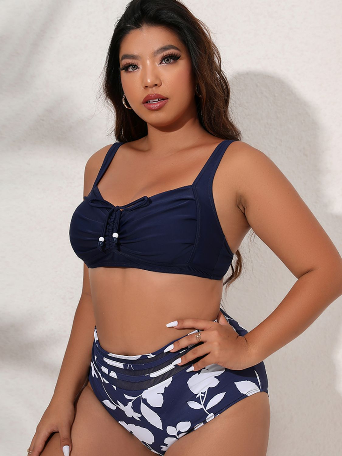 Printed Gathered Detail Bikini Set