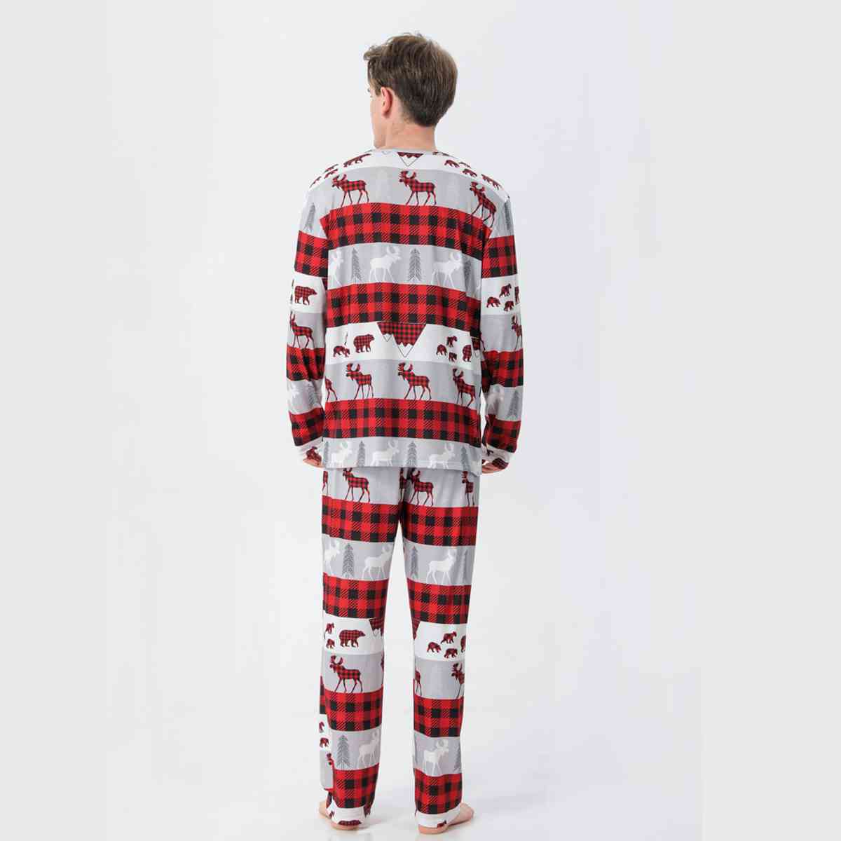 Men Reindeer & Plaid Top and Pants Set