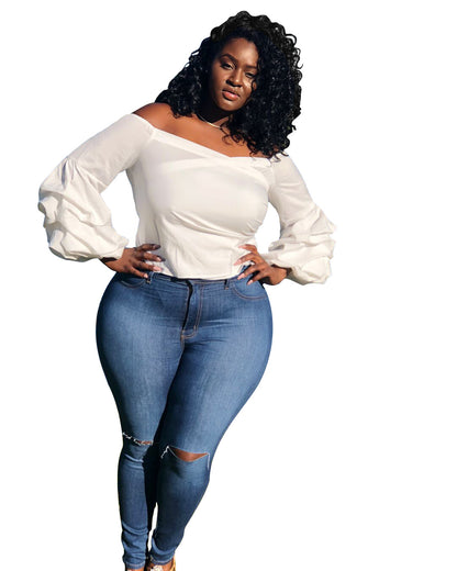 The Lantern Sleeve Short off-Shoulder plus Size