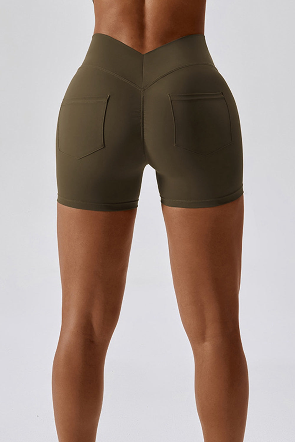 Wide Waistband Back Pocket Sports Shorts