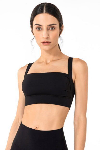 Open Back Pleated Detail Sports Bra