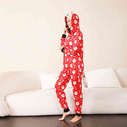 Santa Print Hooded Jumpsuit