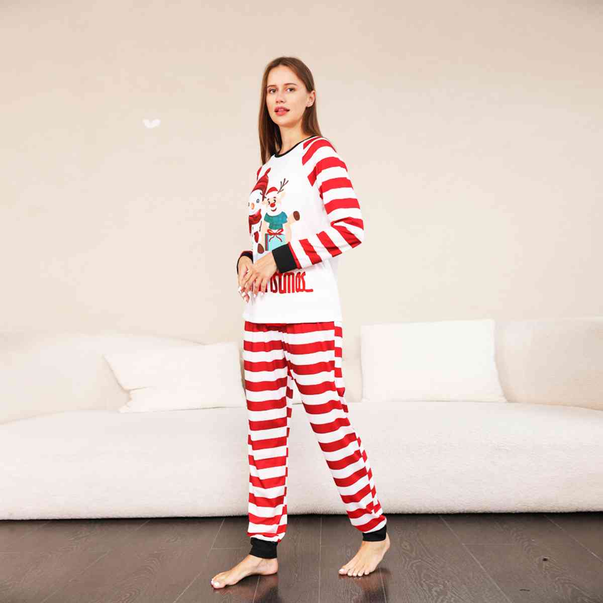 MERRY CHRISTMAS Graphic Top and Striped Pants Set