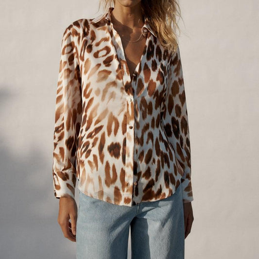 The Retro Smear Leopard Print Blouse