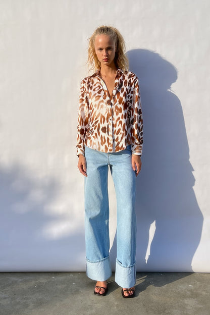 The Retro Smear Leopard Print Blouse