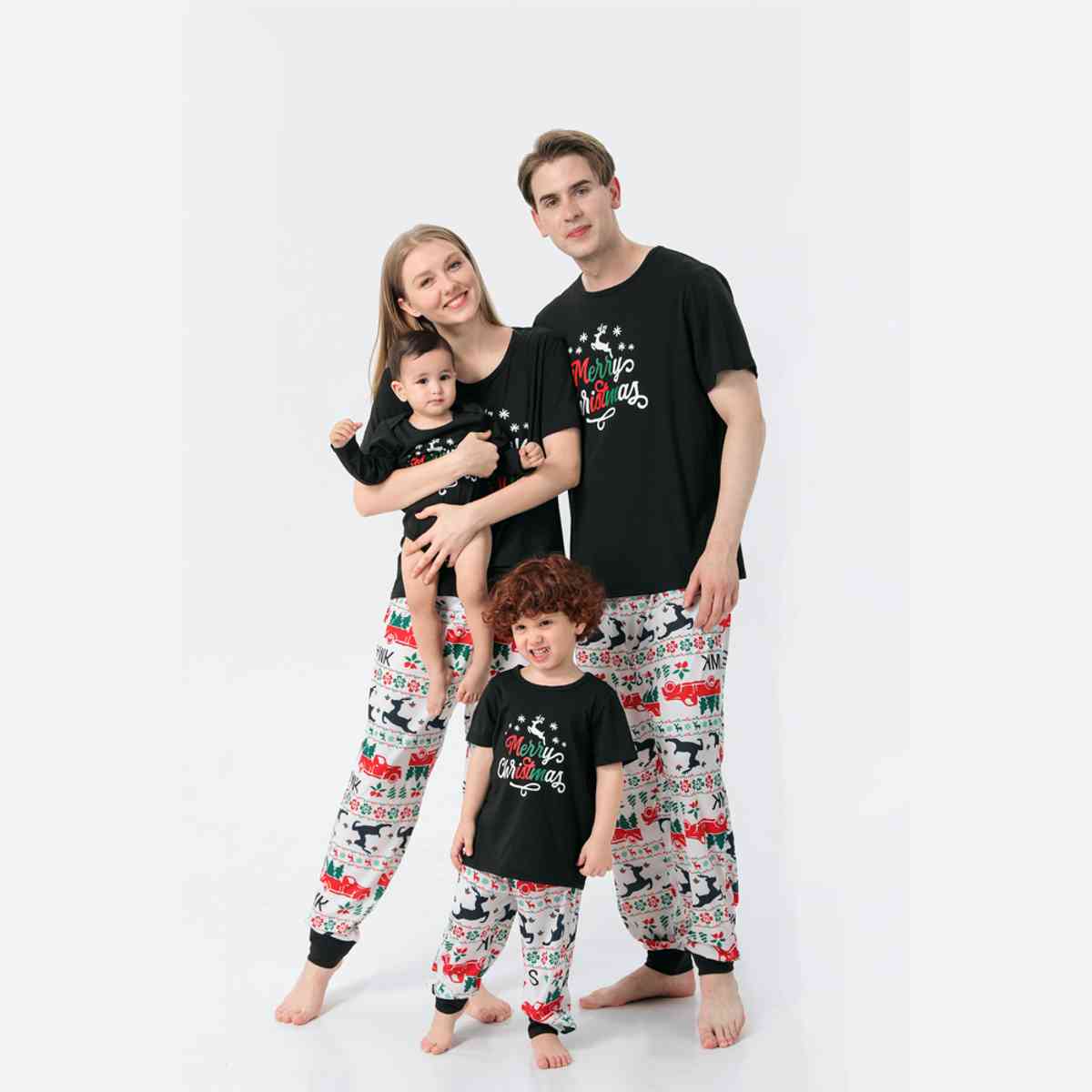 Men MERRY CHRISTMAS Graphic Top and Printed Pants Set