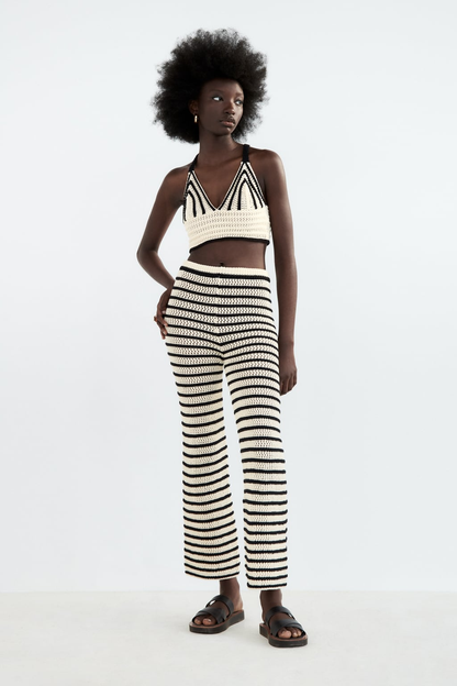 The Nassau Stripe Knitted Crochet Trousers