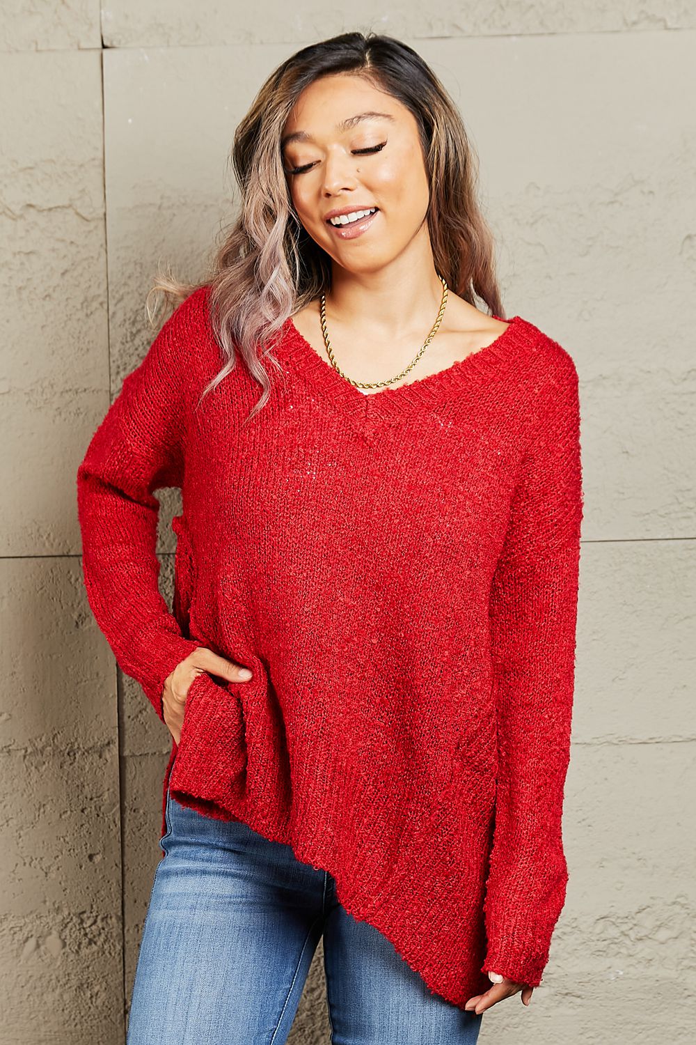 Draped Detail Knit Sweater