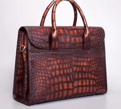 Genuine Vintage Crocodile Foldover Briefcase