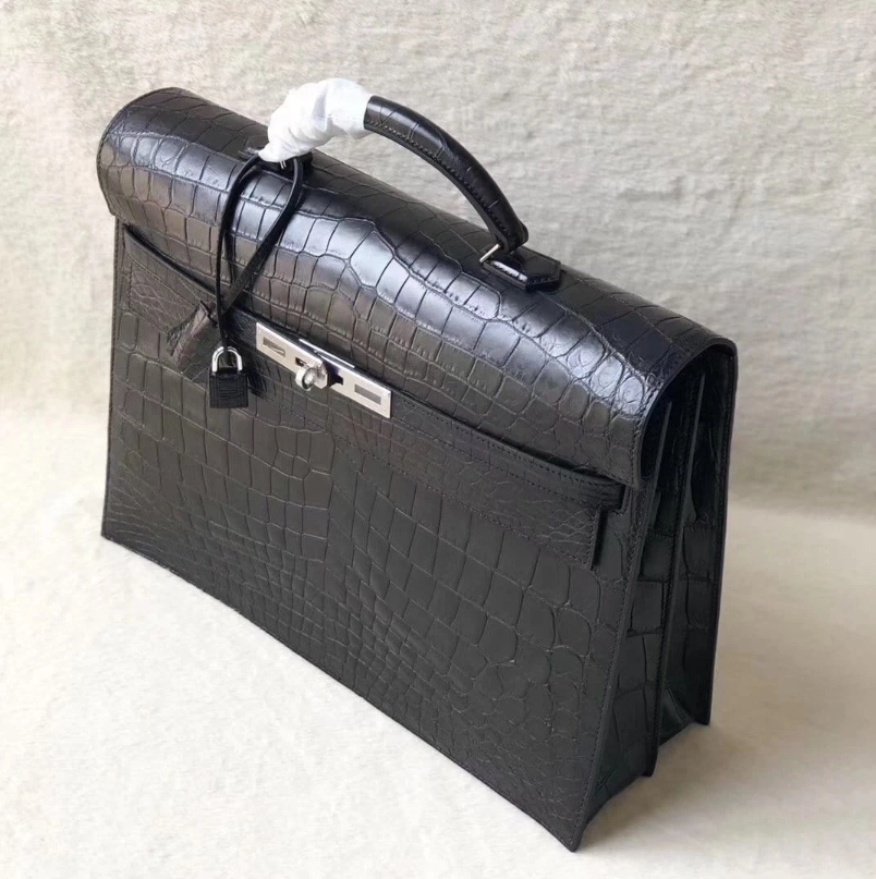 Genuine Crocodile Top Handle Business Bag