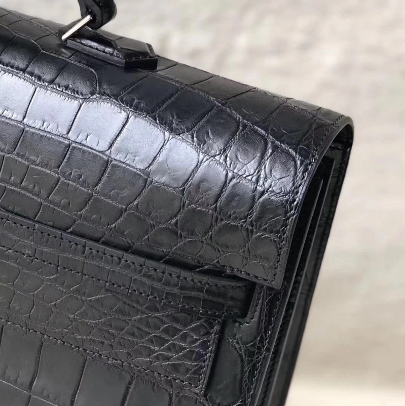 Genuine Crocodile Top Handle Business Bag