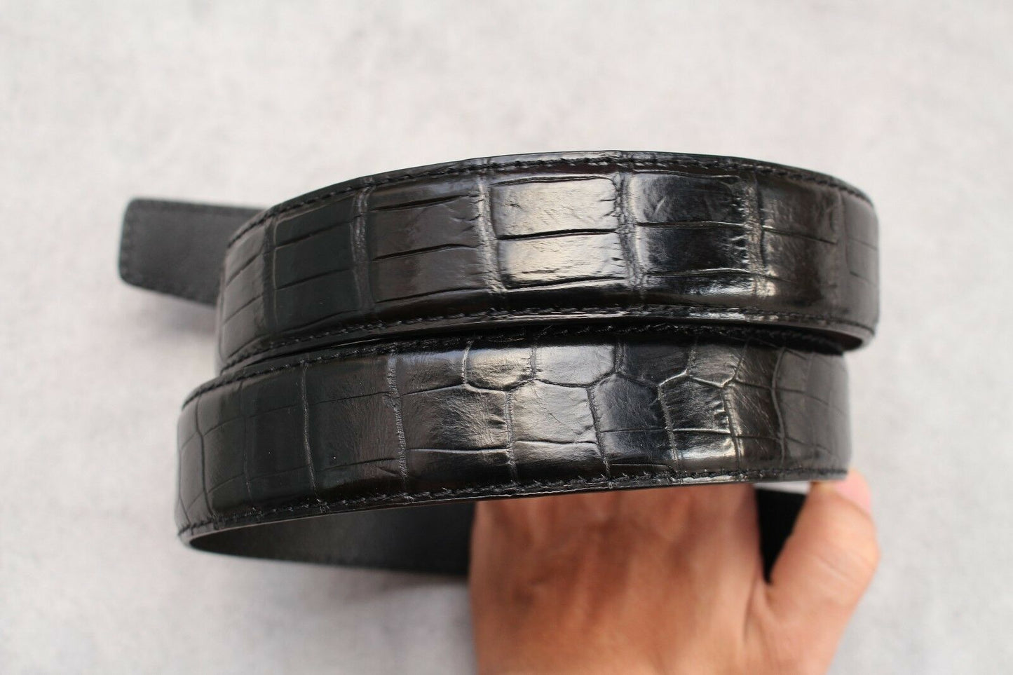 Black Alligator Leather Belt