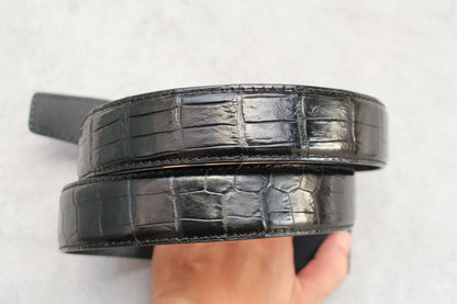 Black Alligator Leather Belt