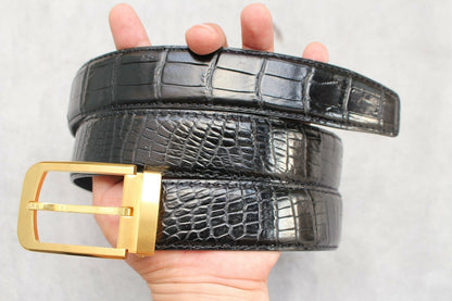 Black Alligator Leather Belt