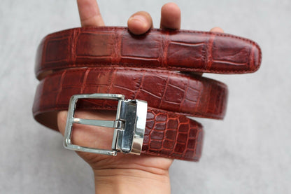 Cognac Crocodile Leather Belt