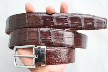 Dark Brown Crocodile Leather Belt